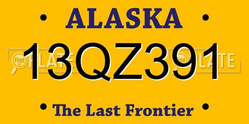 13QZ391 Alaska License Plate