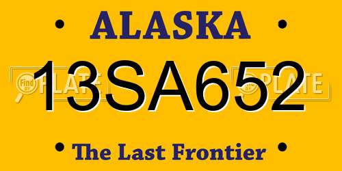 13SA652 Alaska License Plate