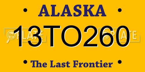 13TO260 Alaska License Plate