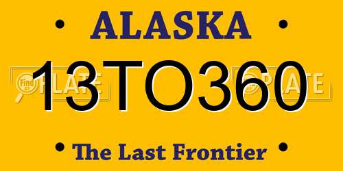 13TO360 Alaska License Plate