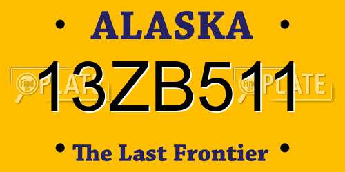 13ZB511 Alaska License Plate