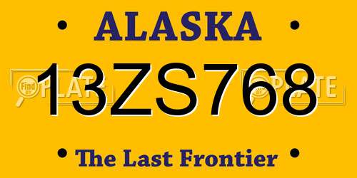 13ZS768 Alaska License Plate