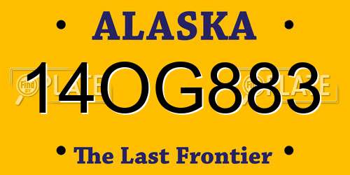 14OG883 Alaska License Plate