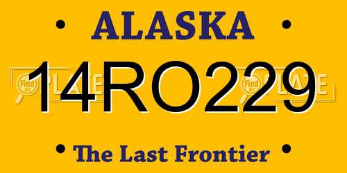 14RO229 Alaska License Plate