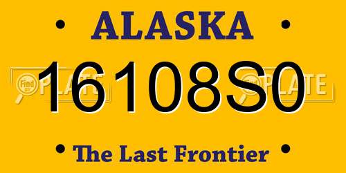 16108S0 Alaska License Plate