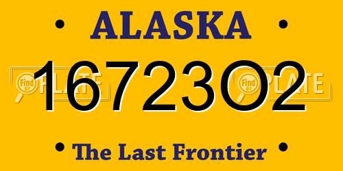 16723O2 Alaska License Plate