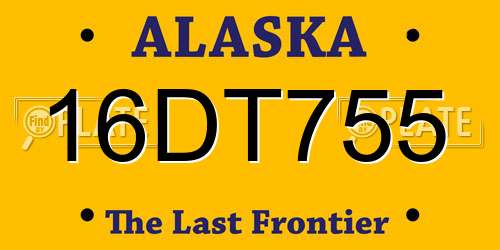 16DT755 Alaska License Plate