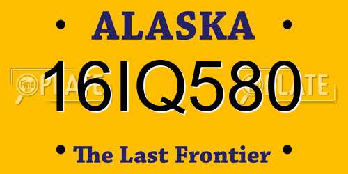 16IQ580 Alaska License Plate