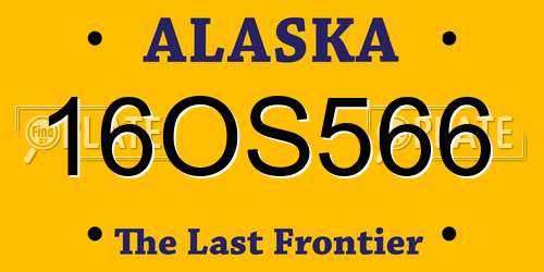 16OS566 Alaska License Plate