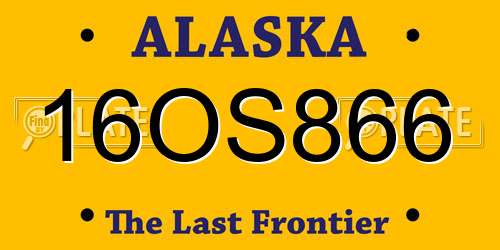 16OS866 Alaska License Plate