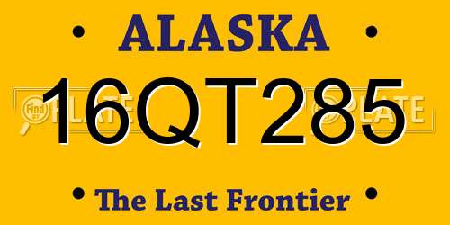 16QT285 Alaska License Plate