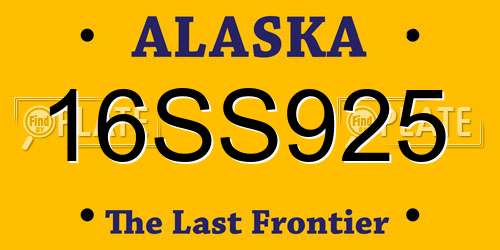 16SS925 Alaska License Plate