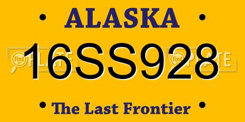 16SS928 Alaska License Plate