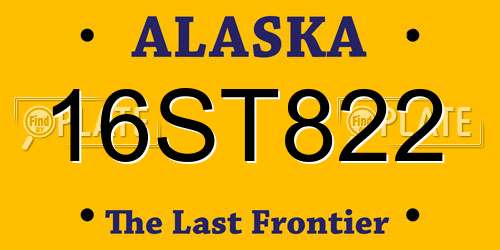 16ST822 Alaska License Plate