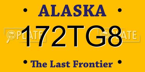 172TG8 Alaska License Plate