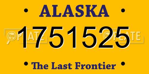 1751525 Alaska License Plate