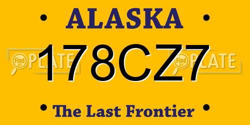 178CZ7 Alaska License Plate