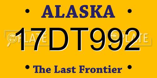 17DT992 Alaska License Plate