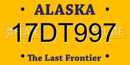 17DT997 Alaska License Plate