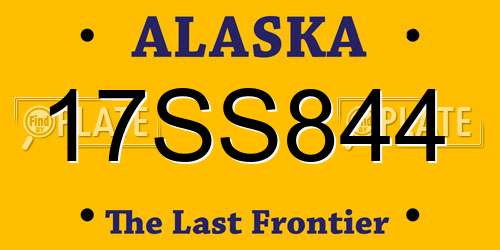 17SS844 Alaska License Plate