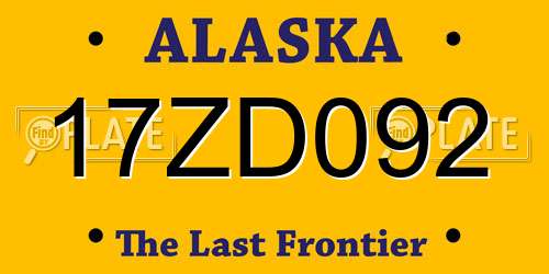 17ZD092 Alaska License Plate