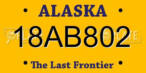 18AB802 Alaska License Plate