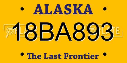 18BA893 Alaska License Plate