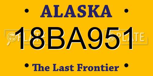 18BA951 Alaska License Plate