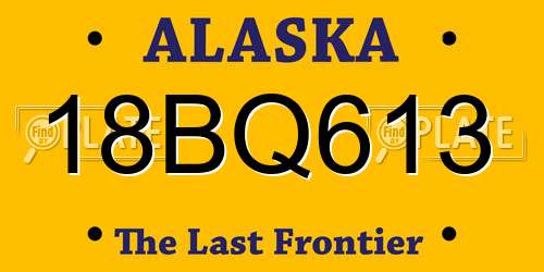 18BQ613 Alaska License Plate