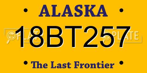 18BT257 Alaska License Plate