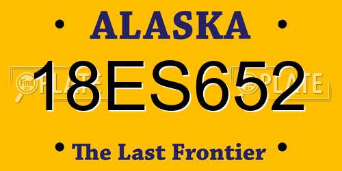 18ES652 Alaska License Plate
