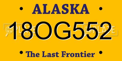 18OG552 Alaska License Plate