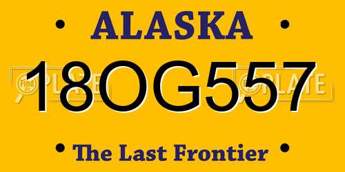 18OG557 Alaska License Plate