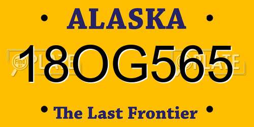 18OG565 Alaska License Plate