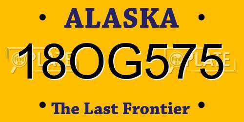 18OG575 Alaska License Plate