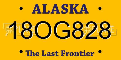 18OG828 Alaska License Plate