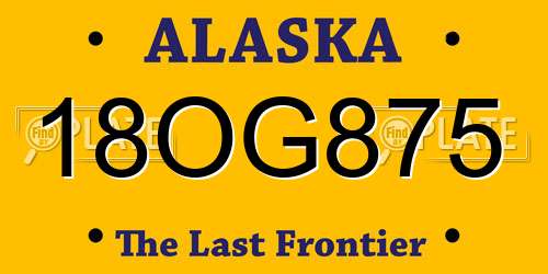 18OG875 Alaska License Plate