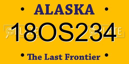 18OS234 Alaska License Plate