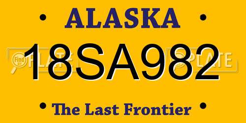 18SA982 Alaska License Plate