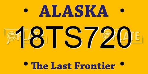 18TS720 Alaska License Plate