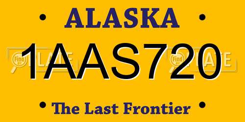 1AAS720 Alaska License Plate