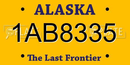 1AB8335 Alaska License Plate
