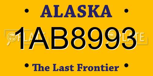 1AB8993 Alaska License Plate