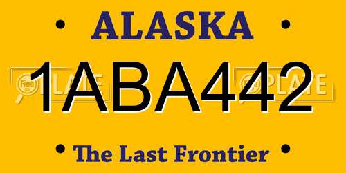 1ABA442 Alaska License Plate