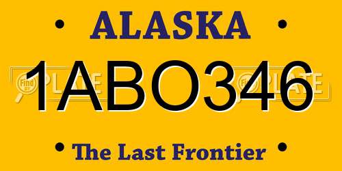 1ABO346 Alaska License Plate