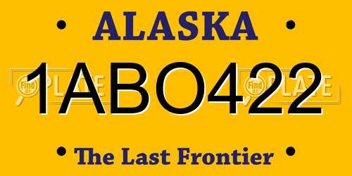 1ABO422 Alaska License Plate