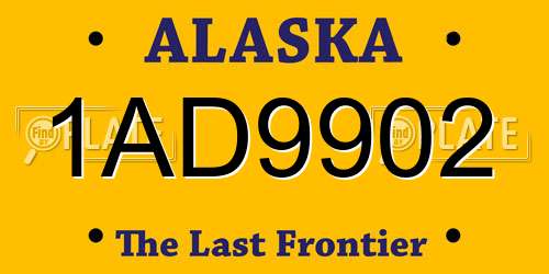 1AD9902 Alaska License Plate