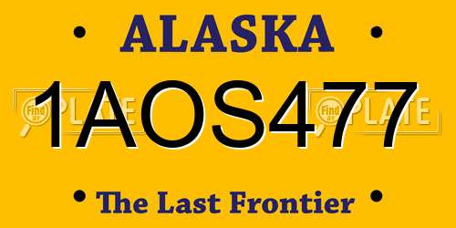 1AOS477 Alaska License Plate