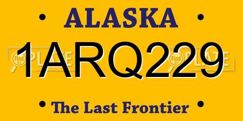 1ARQ229 Alaska License Plate