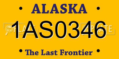 1AS0346 Alaska License Plate